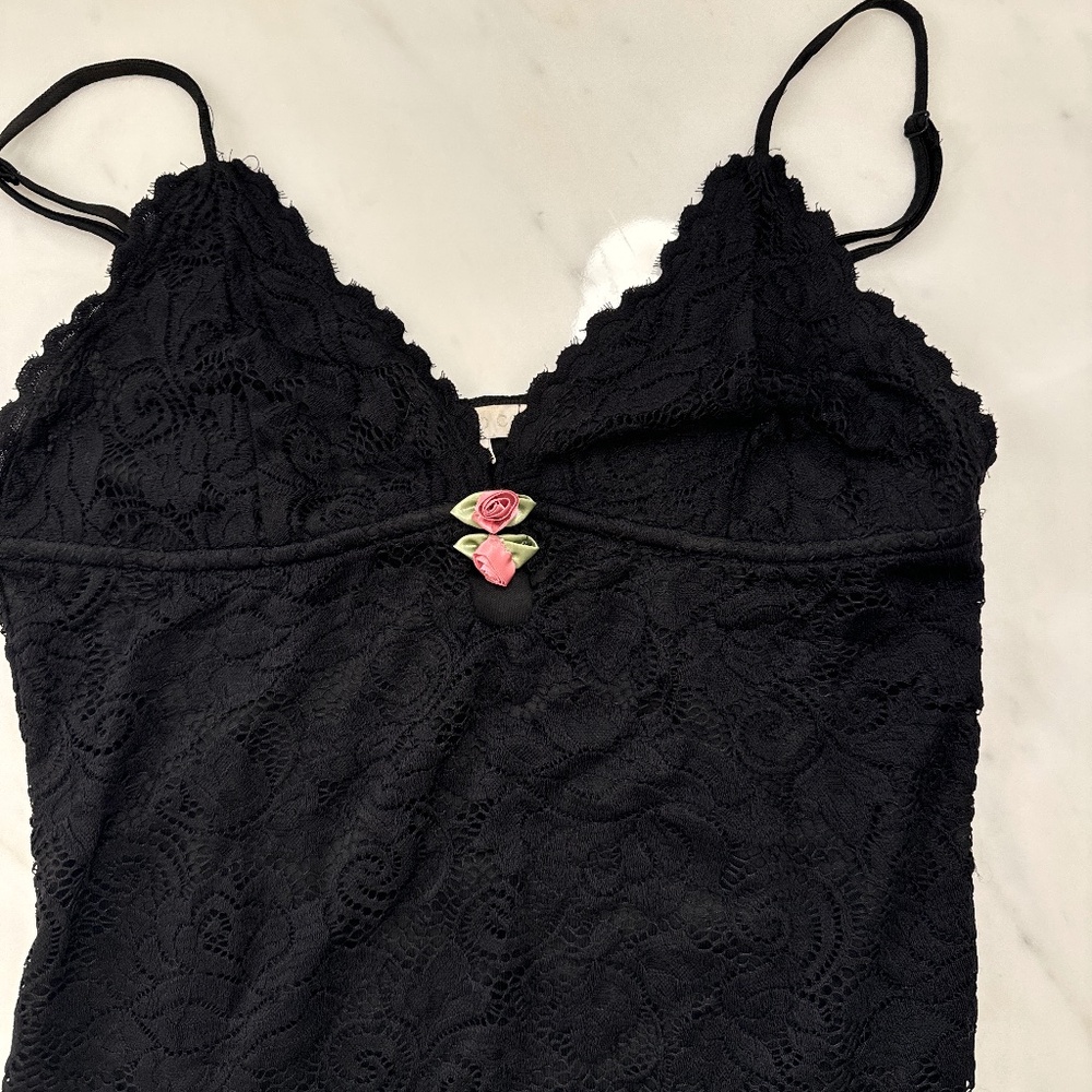 MORE TO COME Black Lace dress with rosettes